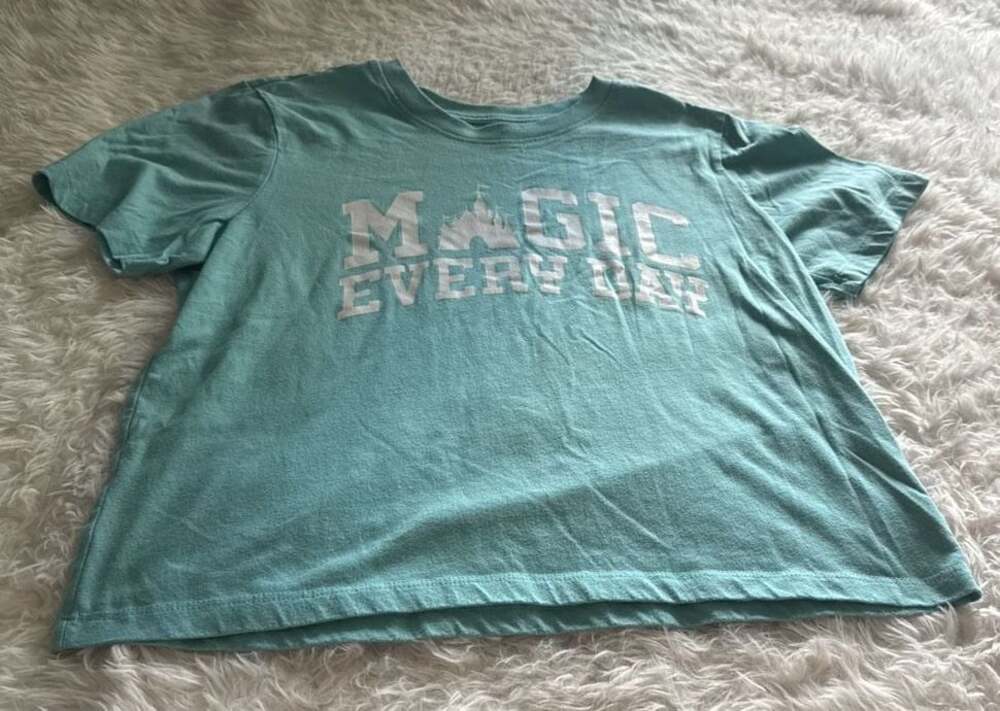 Disney "Magic Every Day" Castle Graphic Crop T-Shirt, Size M